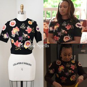 Alice + Olivia Ciara Embroidered Sweater As Seen On Queens Raven's Home And More